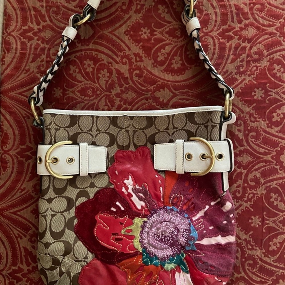 Coach Floral Canvas Shoulder Bag - Multicolor
